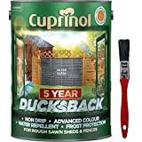 New 2018 Cuprinol Ducksback Shed & Fence Paint 5 Litre Silver Copse. Non Drip, Water Repellent and Frost Defence. Protection for 5 Years. Includes PSP Touch up Brush.
