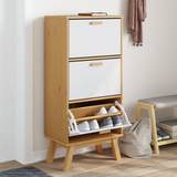 Dawlish Wooden Shoe Cabinet With 3 Drawers In White And Brown