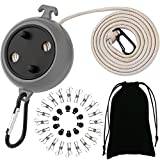 ZONSUSE Portable Travel Clothesline,Adjustable Camping Clothesline,8m Anti-Tangle Retractable Clothesline,with 10 Fixed Buckles and 20 Clothespins, for Indoor Outdoor Balcony Garden Hotel (8m Blank)