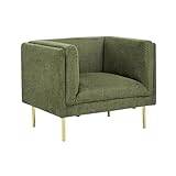 Beliani Modern Upholstered Armchair with Armrests Green Fabric Moen