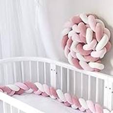 PTKG Baby Braided Cot Bumper, 100% Cotton Cushion Soft Knot Pillow Baby Crib Bumper Knotted Anti-collision Head Guard Bumper Crib Cradle Braid Pillows Cushion for Room Decor,A11,3m