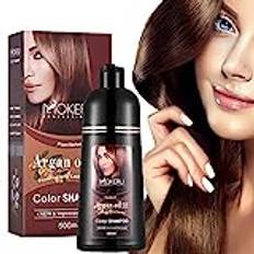 Chestnut Brown Hair Dye 16.9 Fl Oz, Argan Oil Chestnut Brown Hair Shampoo, 3 in 1 Hair Dye Shampoo, Easy To Use, Semi-Permanent Hair Color Shampoo(Chestnut Brown)