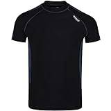 Regatta SS Rashguard Men's Quick-Drying, Extended Collar, Short Sleeve Rash Guard. Featuring UV Protection and Recycled Polyester. Suitable for Surfing., Black/India Grey