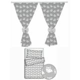 Nursery 2pc cot bedding set with matching curtains for bedroom owls grey