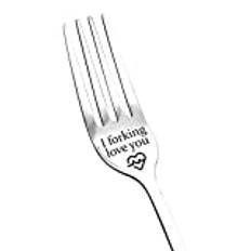 Forking Love You Funny Engraved Forks, Stainless Steel Engraved Fork, Personalized Letter Dinner Fork-I Forking Love You, Unique Carving Fork Best Gifts for Christmas Valentine's Day A3ANCZ (1)