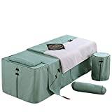 Massage Table Sheets, Salon Hotel SPA Bed Cover, Beauty Bedspread Four-Piece Cotton High-end European Style Beauty Salon Physiotherapy Massage SPA Bedspread (Color : Green, Size : 80 * 190cm) (G