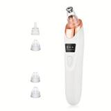 Blackhead Remover Pore Vacuum - Electric Facial Pore Cleaner Acne White Head Pimple Extractor Rechargeable Tool - 3 Suction Power, 5 Probes For Women & Men - Golden