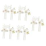FRCOLOR 10 Pcs Hair Pin Clips Flower Hair Wedding Hair Charms Women Headdress Blonde Bobby for Hair Bride Headpieces for Pearl Hair Pin Leaf Hairpin Miss Alloy White Hair Comb The Flowers