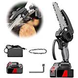 AACXRCR 8 Inch Electric Chain Saw, Small Cordless Battery Chain Saw with Charger Battery and Chain, Battery Power Chain Saw Suitable for Garden Branch Wood Cutting