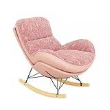 WAZHOU Modern Rocking Chair Upholstered Living Room Chair Double-Sided Cushion,Lazy Lounge Accent Chair with Footrest,Comfy Side Chair (Color : Pink/a, Size : Size)