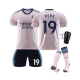 (PEPE 19, Adults L(175-180CM)) Hot 22/23 Arsenal Two Away Soccer Jersey With Socks Knee Pads - Not Specified