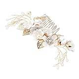 OHPHCALL bridal hair comb gold Vintage Bridal Hair Clips rhinestone hair comb Metal Hair Combs Pin Gold Hair flower hair wedding Alloy Comb blonde hair clips fancy flowers bride white