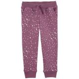 OshKosh B'gosh Baby Girls Floral Print Pull-On Fleece Pants 12M Purple