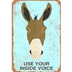 Donkey Use Your Inside Voice Metal Vintage Look 8X12 Inch Decoration Crafts Sign for Home Kitchen Bathroom Farm Garden Garage Inspirational Quotes Wall Decor