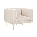 Modern Upholstered Armchair with Armrests Beige Fabric Moen