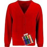 ND Sports School Uniform Fleece Sweatshirt Cardigan for 7-8 Years, Red