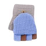 Long Flip Top Gloves Warm Kids Baby Gloves Knitted Mittens Soft Fingerless Convertible Winter Baby Care Gloves Size S Men (Grey, One Size)