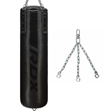 RDX F6 4ft / 5ft 2-in-1 KARA Training Punching Bag Set - Unfilled / 4 ft / Black