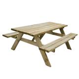 Outdoor Wooden Rectangular Picnic Table by Forest Garden, L177 W153 H77 cm