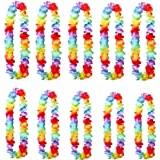 SHATCHI 10Pcs Thick Premium Hawaiian Leis Garlands Colorful Flower Necklaces for Luau Hen Stag Decorations Accessories Beach Theme Flamingo Tropical Party Supplies