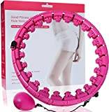 2 in 1 Abdomen Exercise Fitness Hoop VATTIKO4U Smart Weighted Hoola Hoops for Adults Weight Loss 24 Detachable Knots for Adults&Kids Pink 
