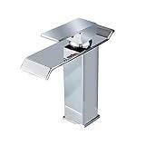 Deck Mount Waterfall Bathroom Faucet Vanity Vessel Sinks Mixer Tap Cold and Hot Water Tap (Color : Chrome B)