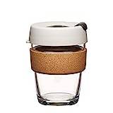 KeepCup Reusable Tempered Glass Coffee Cup | Travel Mug with Splash Proof Lid, Brew Cork Band, Lightweight, BPA Free | Medium | 12oz / 340ml | Filter