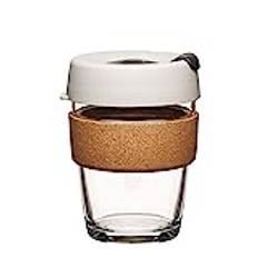 KeepCup Reusable Tempered Glass Coffee Cup | Travel Mug with Splash Proof Lid, Brew Cork Band, Lightweight, BPA Free | Medium | 12oz / 340ml | Filter