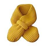 Leadrop Kids Crossed Scarf Knitted Wool Children Baby Winter Thick Elastic Soft Solid Color Unisex Warm Cold Resistant Anti-shrink N Yellow