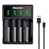Universal 18650 Battery Charger, Hisewen Smart LED Display Charger for 3.7V Li-ion Rechargeable Batteries 18650 18350 17670 16340 RCR123 14500 LiFePO4 INR ICR Ni-MH Ni-CD AA AAA （4 Bays)