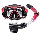 Snorkel Mask Set,Snorkeling Set with Diving Mask & Dry Snorkel, Scuba Diving, Adjustable Head Straps, Easy Breathing with Dry Top Snorkel, Suitable for Men, Women, Adult