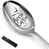 YTNONT Accio Coffee - Funny Engraved Stainless Steel Spoon, Coffee and Ice Cream Spoon for Coffee Lovers, Bookworms, Harry Potter Fans Birthdays, Valentine's Day, Christmas Gifts