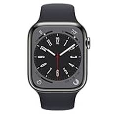 Apple Watch Series 8 (GPS + Cellular, 45mm) Graphite Stainless Steel Case with Midnight Sport Band, M/L (Renewed)