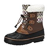 Toddler Winter Plush Boots Kids Shoes Snow Boots Girls Boys OutdoorBoots Waterproof Warm Boots With Cotton Snow Boot (ASIB-Brown, 11.5-12 Years Big Kids)