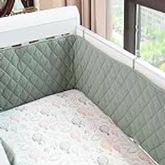 LOVEXIN Breathable Crib Bumper, Baby Cot Bumper Protector, Breathable Mesh Cot Liner, Crib Rail Cover Baby Crib Bumper, Baby Boys Girls Nursery Crib Bedding,Green,120x15cm(47.2x5.9in)
