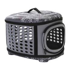 Large soft sided pet travel carrier 4 sides cat collapsible gray