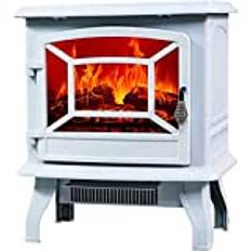 Electric Fireplace Stove Heater, 1400W Floor Standing Freestanding Electric Fires Wood Stove with Wood Burning LED Light, Overheat Protection, for Indoor Living Room Use