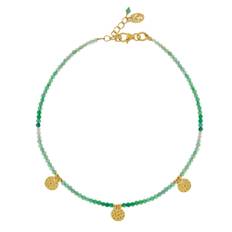 Women's Be In Nature Gold Vermeil Beaded Anklet - Green Onyx Charlotte's Web Jewellery - One size