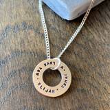 Hand Stamped Personalised Silver Washer Necklace - 14" chain