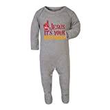 Go Jesus It's Your Birthday [BCX] Baby Romper Jumpsuit with feet, 0-3 Months, Grey