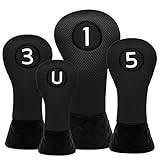 Montela Golf Club Head Covers,Driver Cover Fairway Wood Headcover Hybrid Cover Mesh 3 Wood Headcover Golf Head Covers Set for Odyssey Scotty Cameron（1、3、5、UT） Black