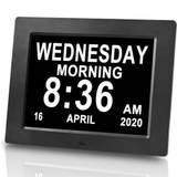 Digital Day Clock LED Calendar Dementia Alarm Time Date Month Memory - Black