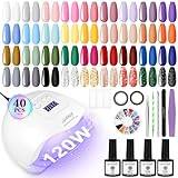 SPTHTHHPY 36+4 Gel Nail Polish Set with 120w Lamp Starter Kit - With No Wipe Glossy & Matte Top Coat and Base Coat - DIY Manicure Tool Gift for Beginners at Home
