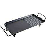 AMZOPDGS Aluminum Electric Grills Indoor Korean Bbq Grill Ceramic Smeless Non-stick Less Electric Griddles Indoor BBQ (48x28cm)
