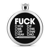 Fuck You Me Off Yeah It This That No Round Hip Flask for Liquor Portable Stainless Steel Pocket Wine Flask With Lid For Men Women 5 OZ