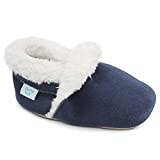 Dotty Fish Suede Baby Slippers. Warm Fleece Lined. Toddler Young Kids Shoes. Non-Slip Soft Sole. Boys Girls. Navy Blue. 4-5 Years (10 UK Child)