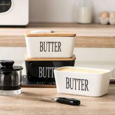 SHEIN pc Butter Dish With Lid For Countertop Large Butter Dish Ceramics Butter Keeper Container With Knife And Silicone Sealing Butter Dishes With Covers Go