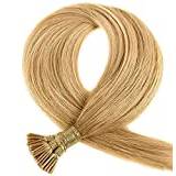 18" Pre bonded 0.5 gram i/stick tip, micro ring remy human hair extensions - choose your colour (18 Beige Blonde)