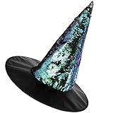 ifundom Witch Hats Sequin Witch Hat Halloween Witch Hat Cosplay Witch Hat Masquerade Party Witch Hat Dress-up Witch Hat Halloween Party Witch Hat Witches Hat Caps Apparel Make up Fabric
