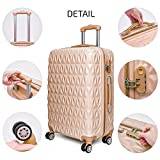CMY Lightweight 4 Wheel ABS Hard Shell Travel Trolley Luggage Suitcase Set, Medium 24" Hold Check in Luggage (Rose Gold)
